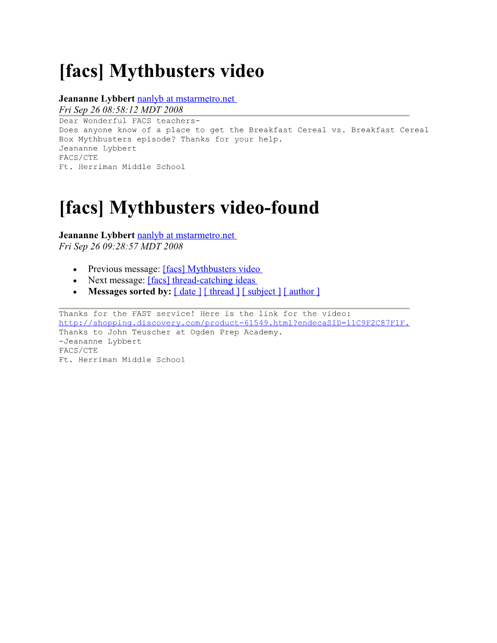 Facs Mythbusters Video