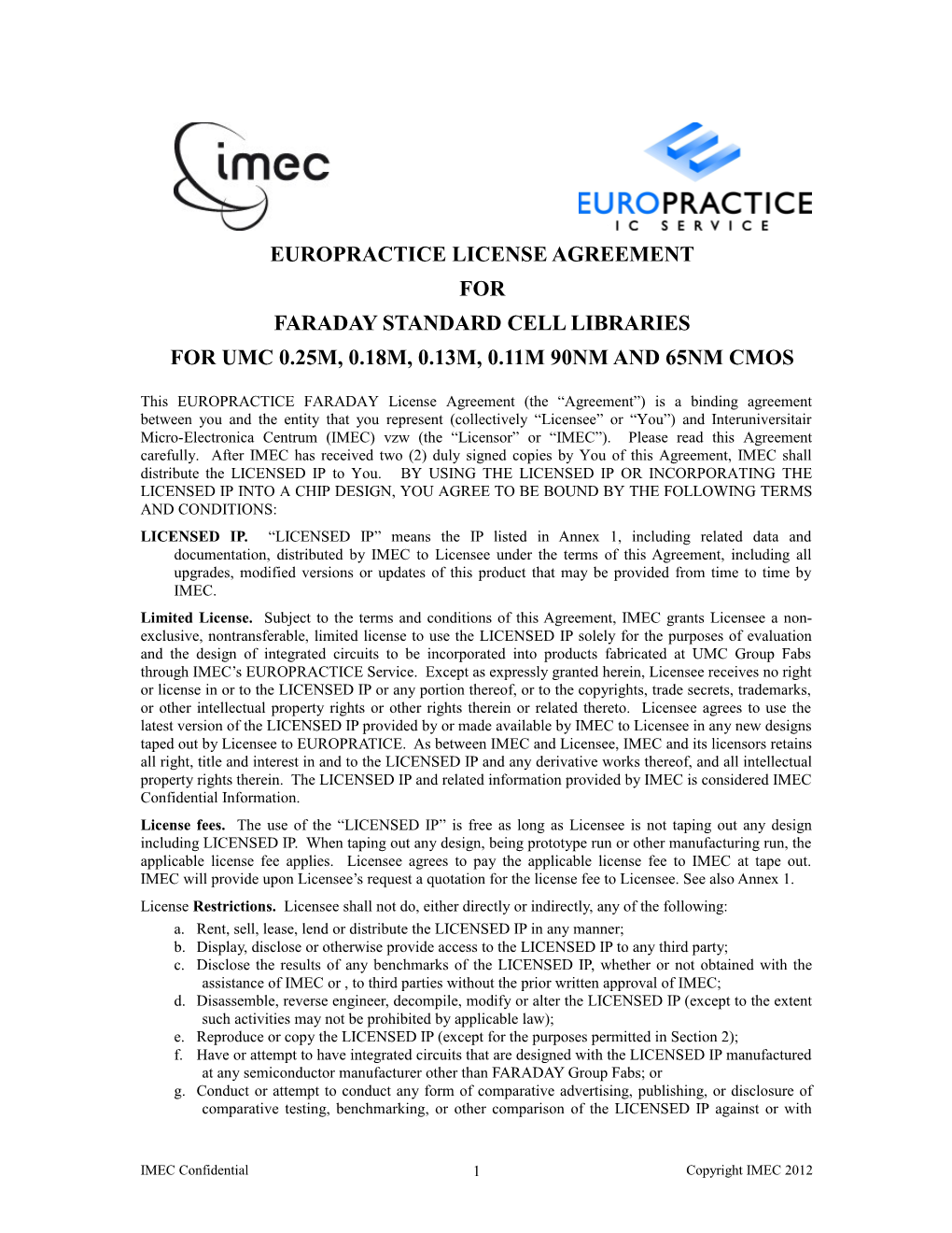 Faraday Standard Cell Libraries