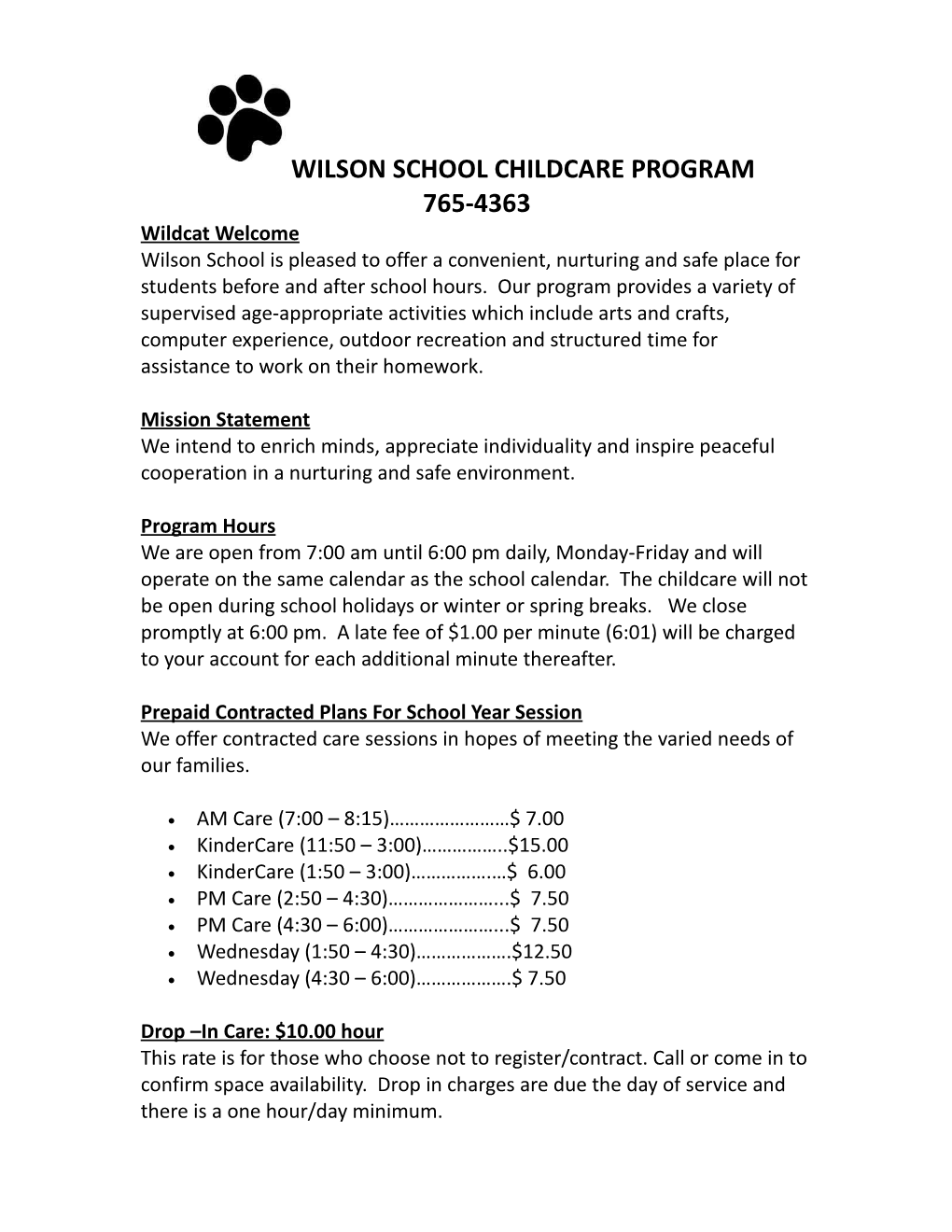 Wilson School Childcare Program