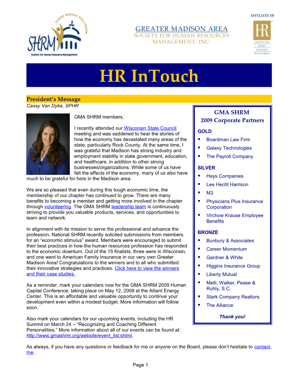 GMA SHRM Monthly Newsletter