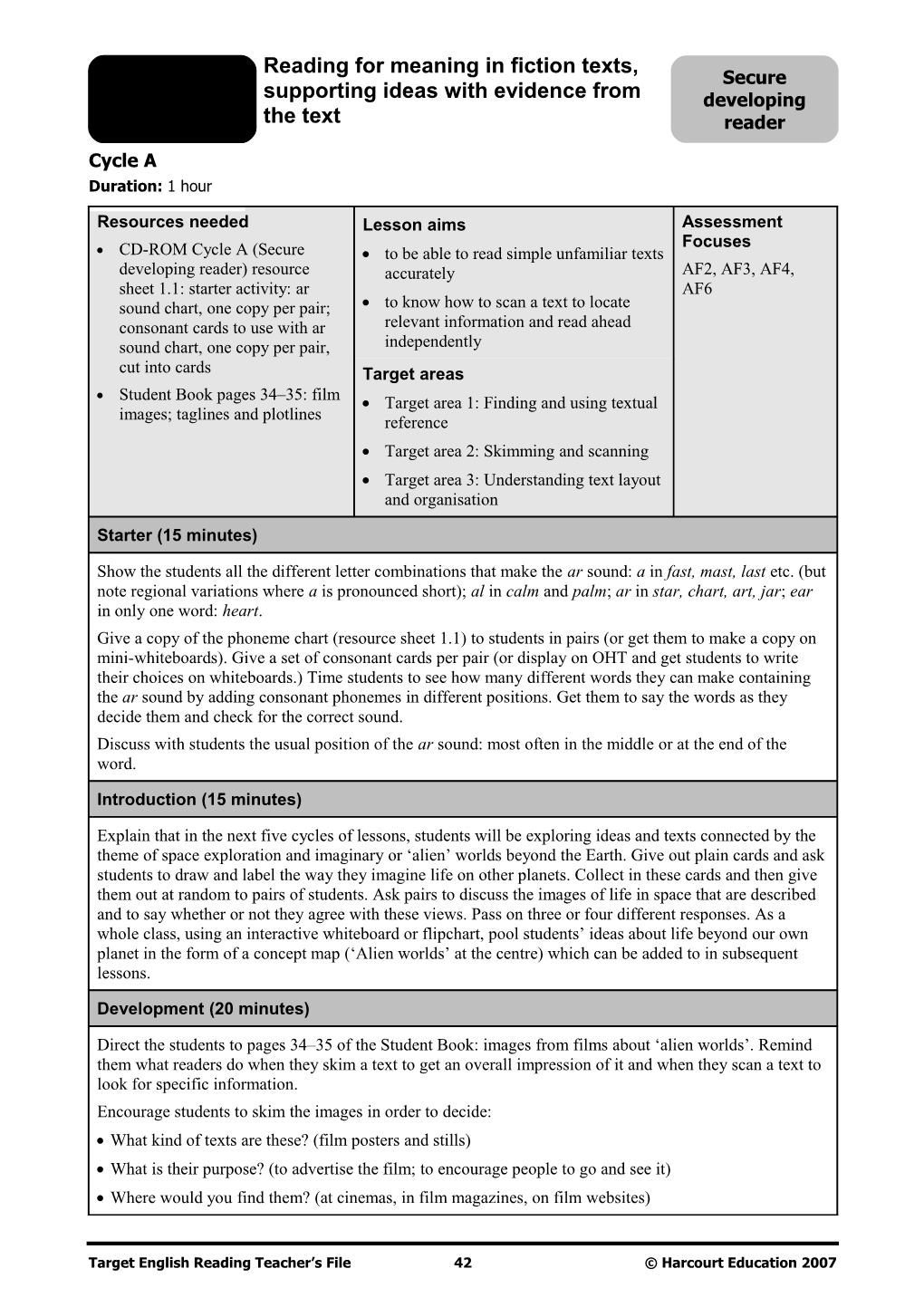 Target English Reading Teacher S File 42 Harcourt Education 2007