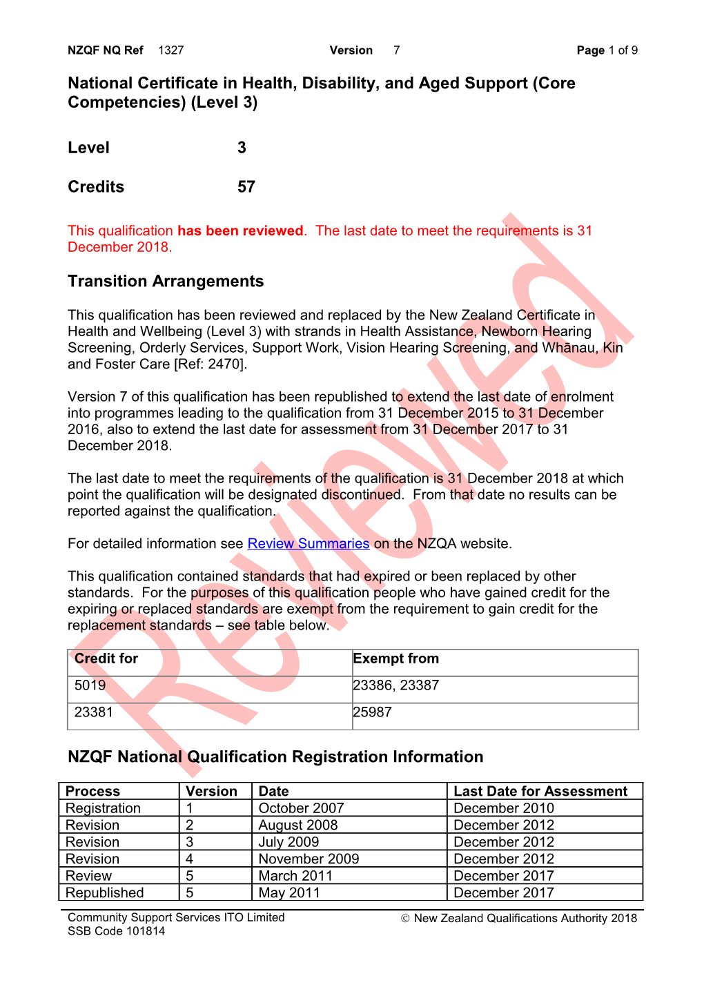 1327 National Certificate in Health, Disability, and Aged Support (Core Competencies) (Level 3)