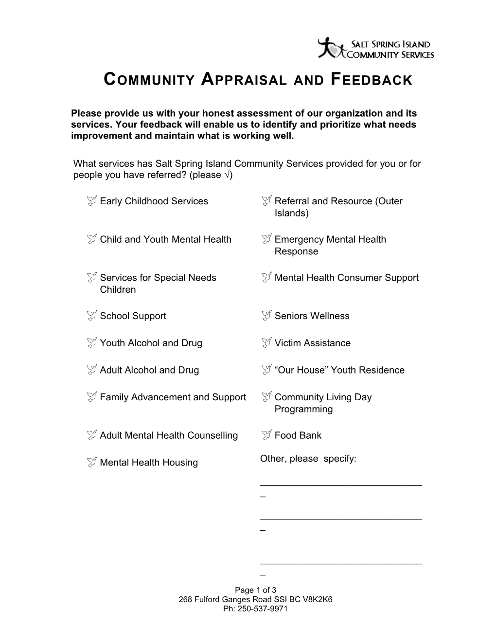 Community Appraisal and Feedback