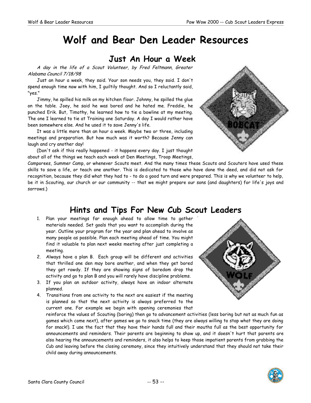 Wolf and Bear Den Leader Resources