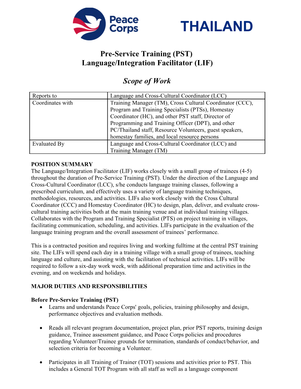 Pre-Service Training (PST) Group 130
