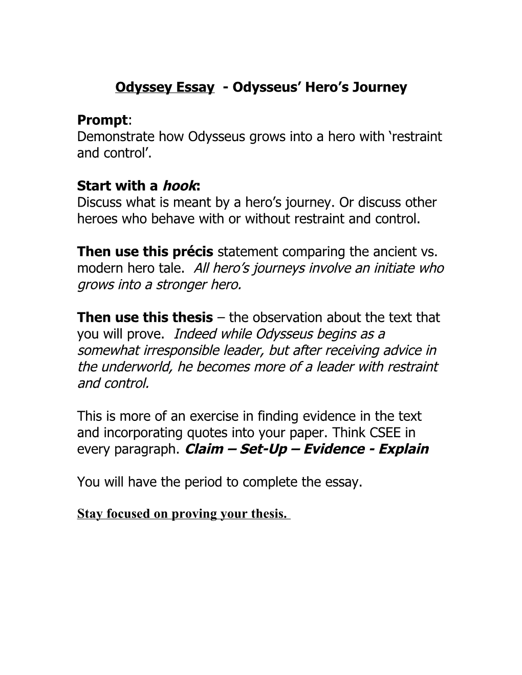 Odyssey Essay - Odysseus Hero S Journey