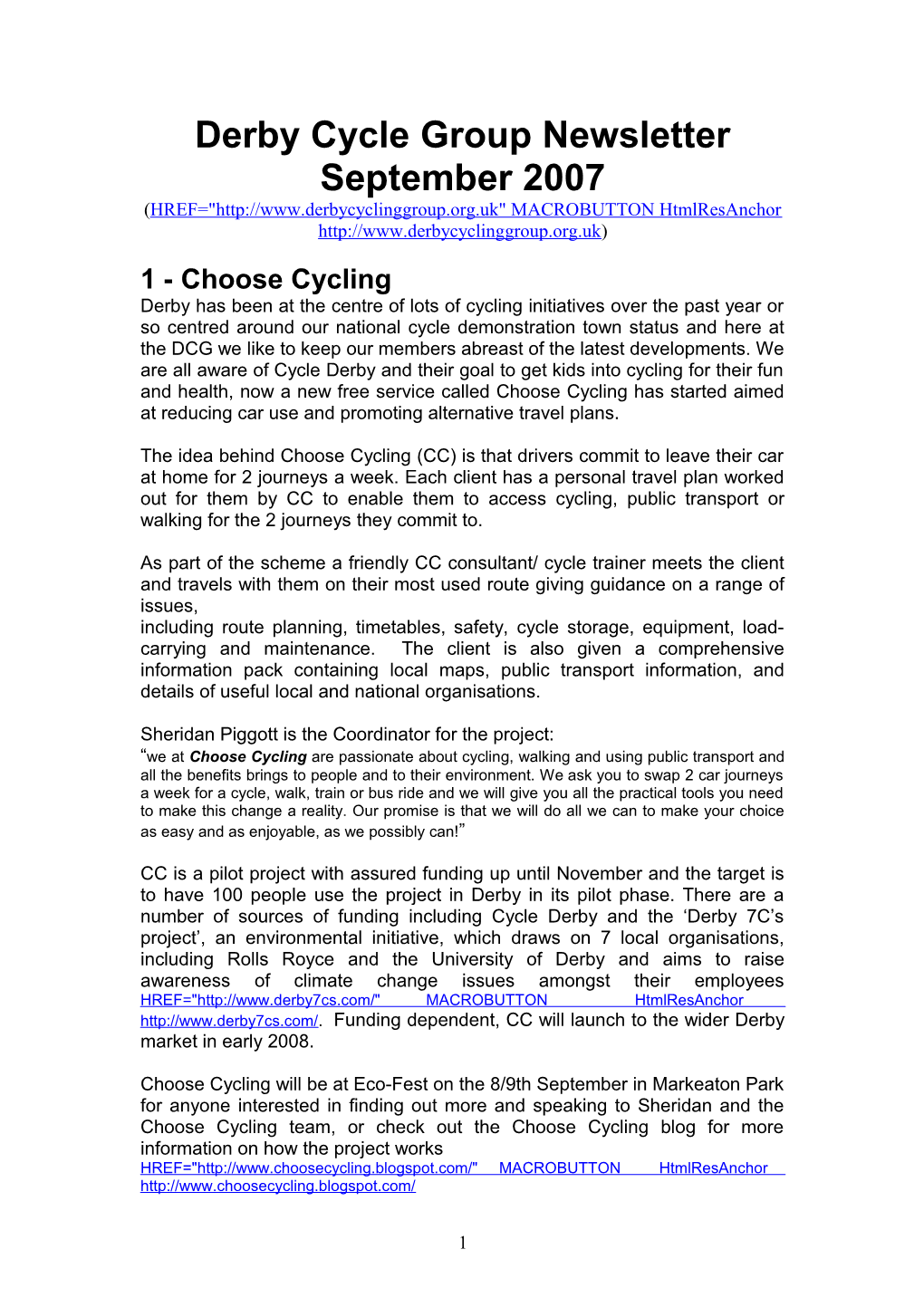 Derby Cycle Group