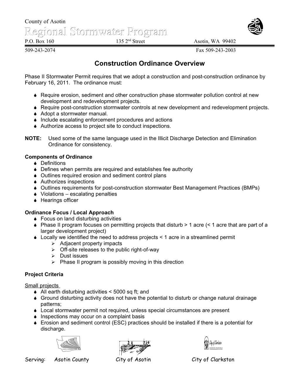 Construction Ordinance Overview