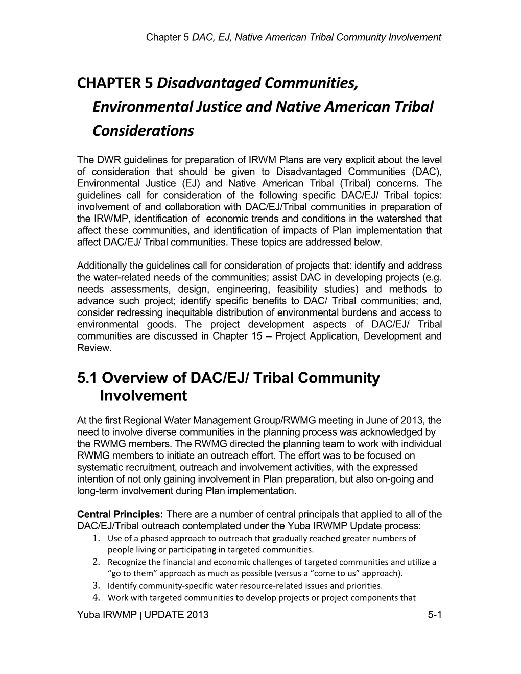CHAPTER 5 Disadvantaged Communities, Environmental Justice and Native American Tribal