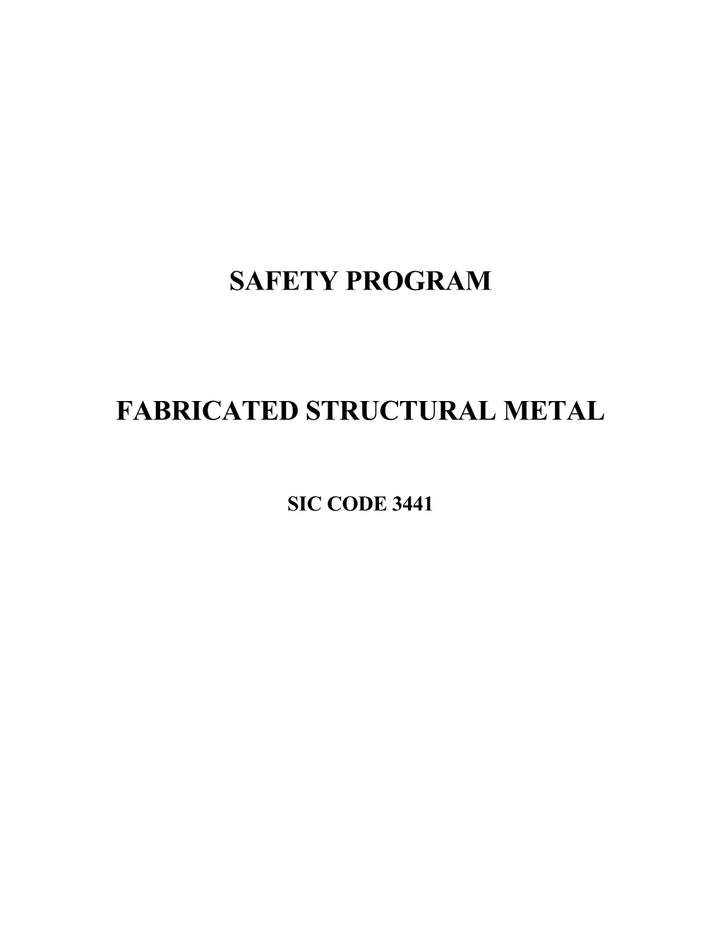 Fabricated Structural Metal Safety Program