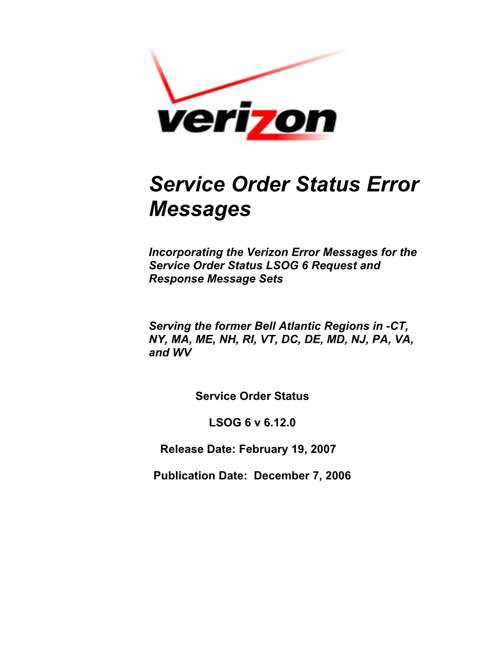 Verizon Service Order
