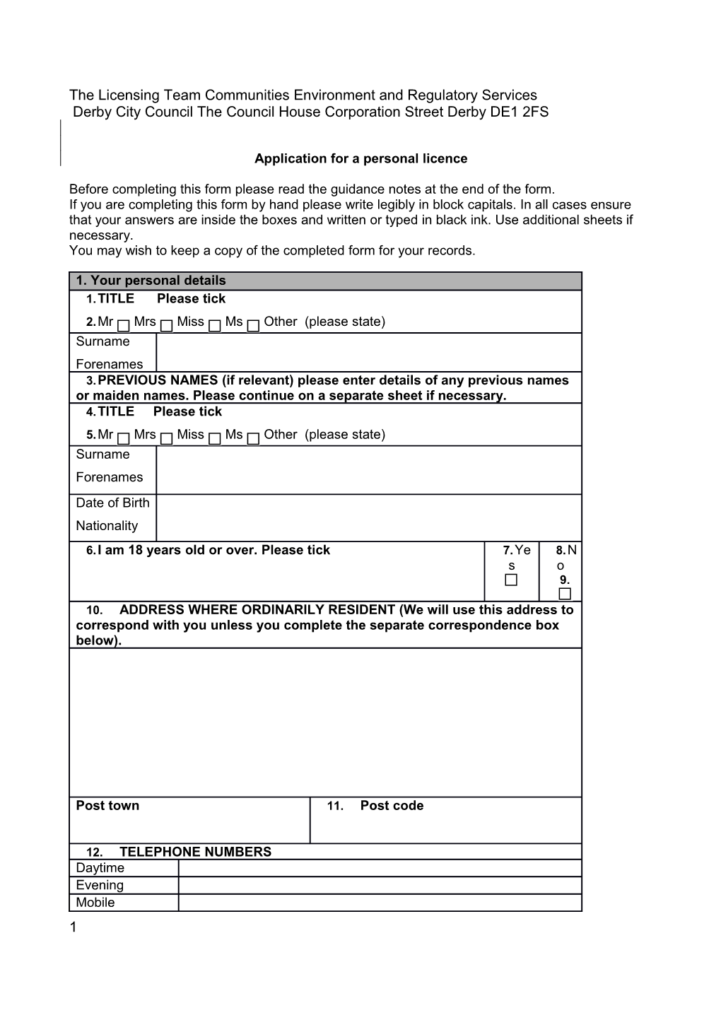 Application for a Personal Licence s2