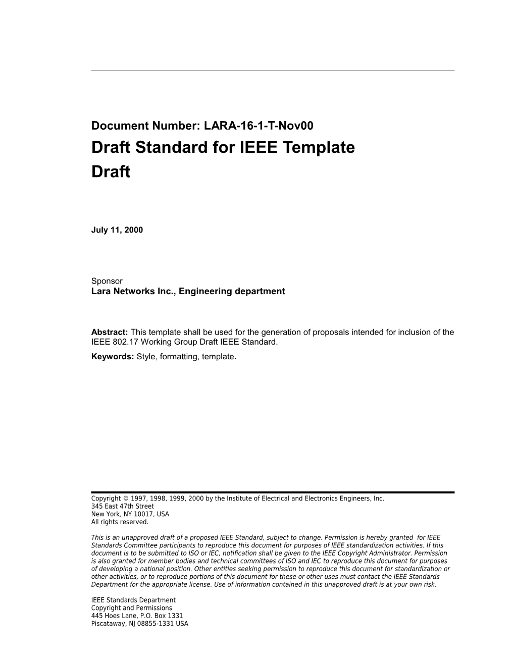 Draft Standard For IEEE Template