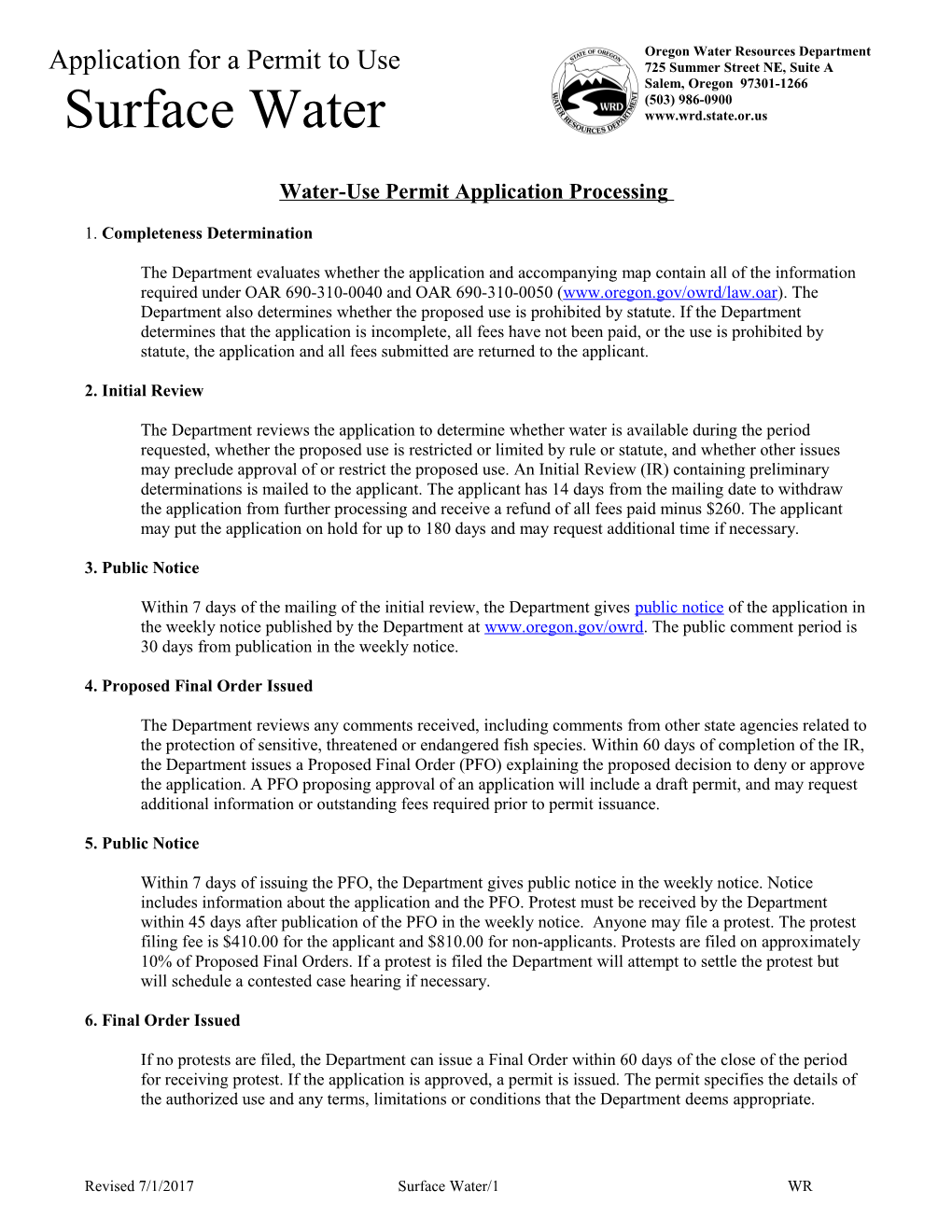 Water-Use Permitapplication Processing