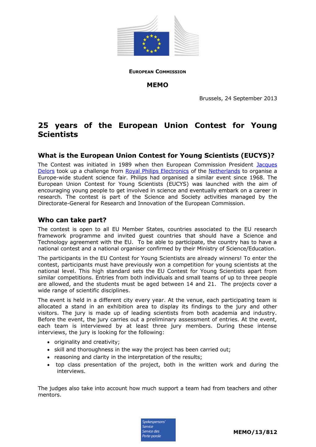 25 Years of the European Union Contest for Young Scientists