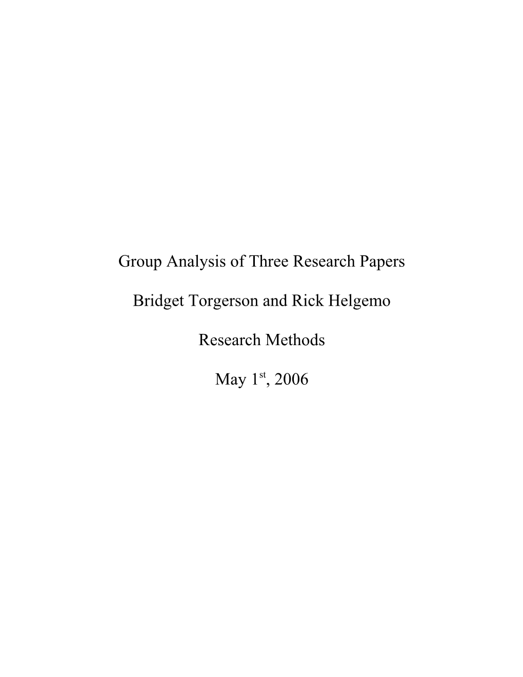 Group Analysis of Three Research Papers 10