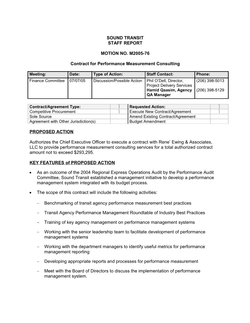 Contract for Performance Measurement Consulting