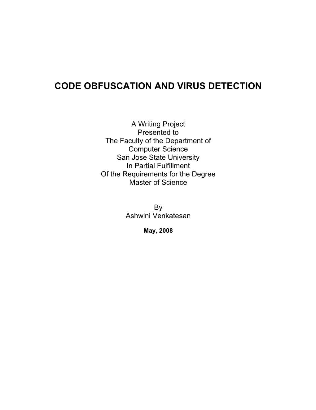 Code Obfuscation and Virus Detection
