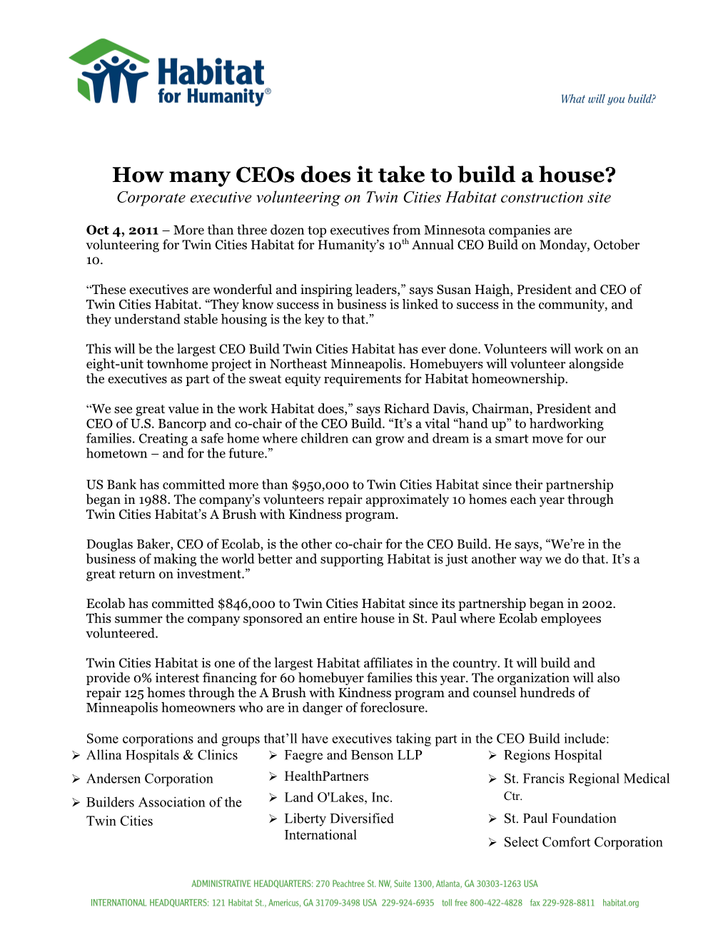 How Many Ceos Does It Take to Build a House?