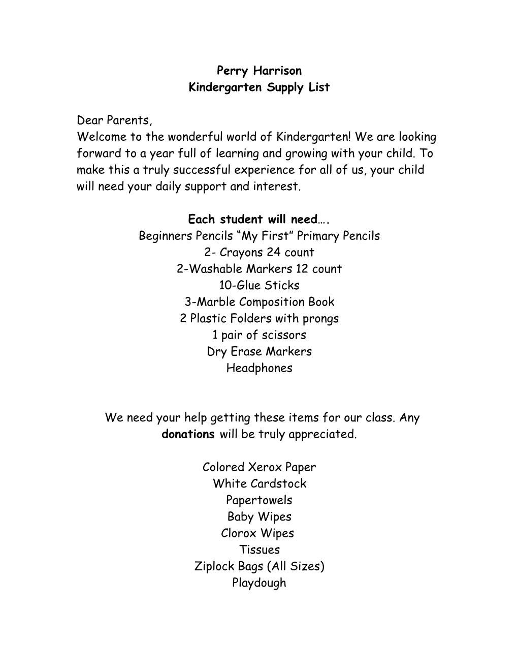 Kindergarten Supply List s4