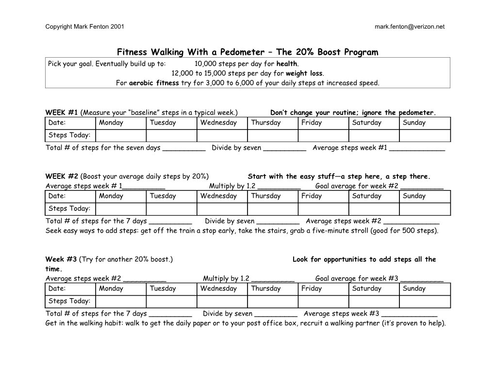 Fitness Walking with a Pedometer