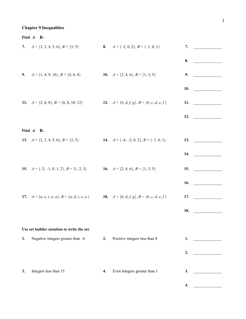 Chapter 9 Drill Sheets Intro, 7E, ABL