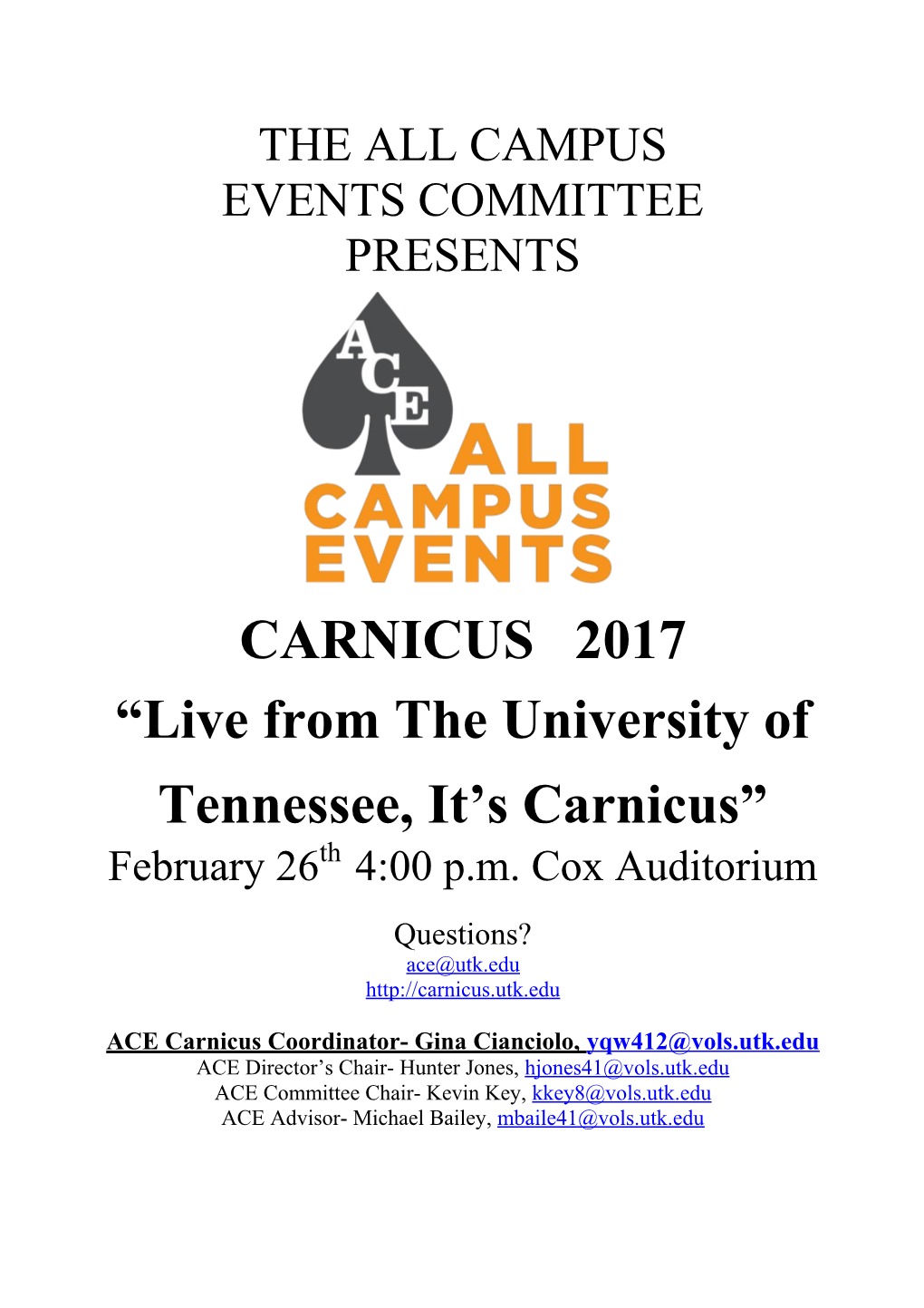 Live from the University of Tennessee, It S Carnicus