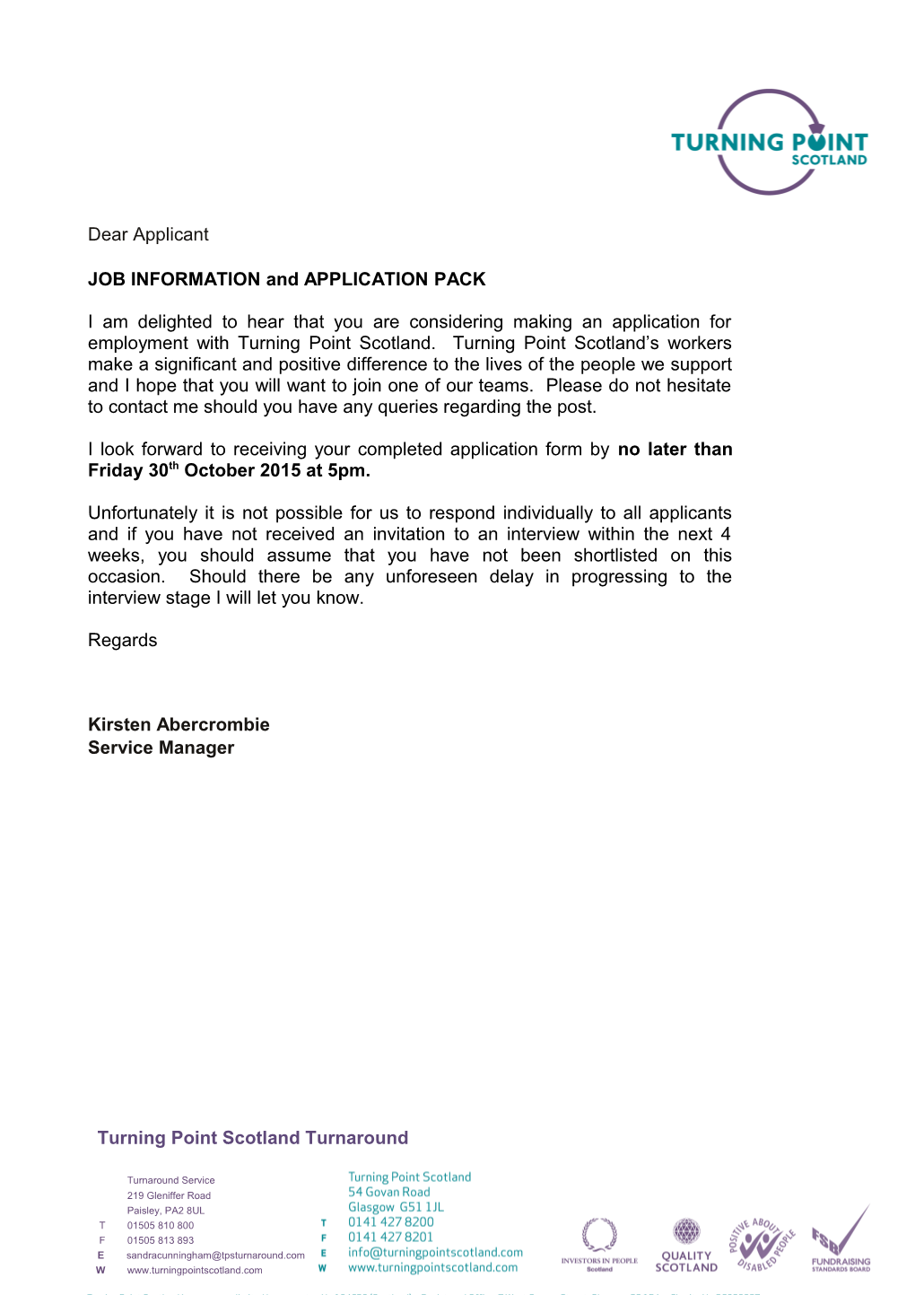 JOB INFORMATION and APPLICATION PACK s3