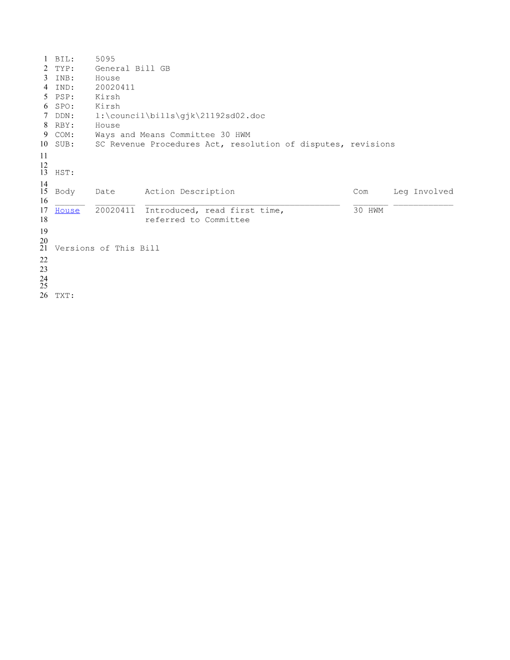 2001-2002 Bill 5095: SC Revenue Procedures Act, Resolution of Disputes, Revisions - South