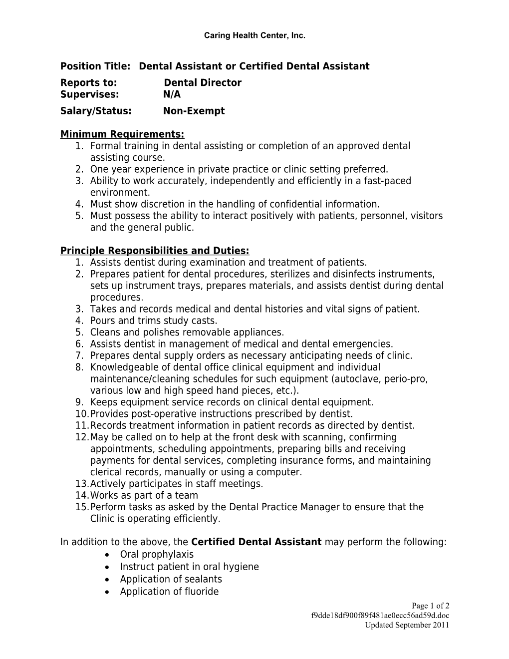 Position Title: LICENSED PRACTICAL NURSE