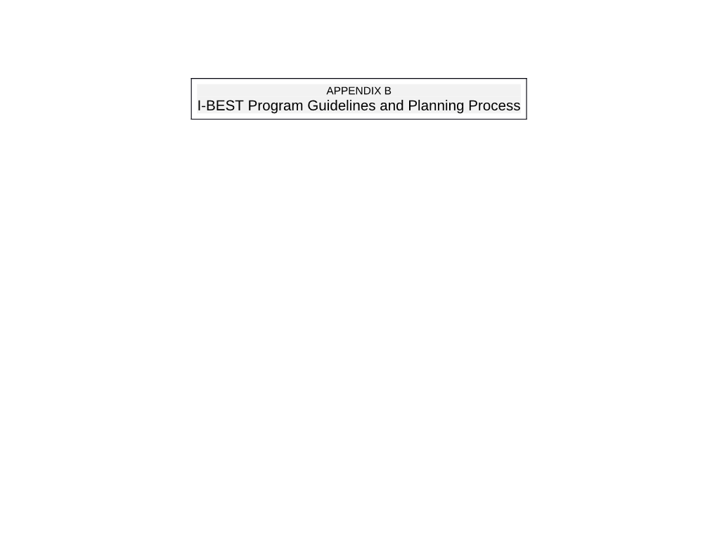 I-BEST Program Guidelines and Planning Process