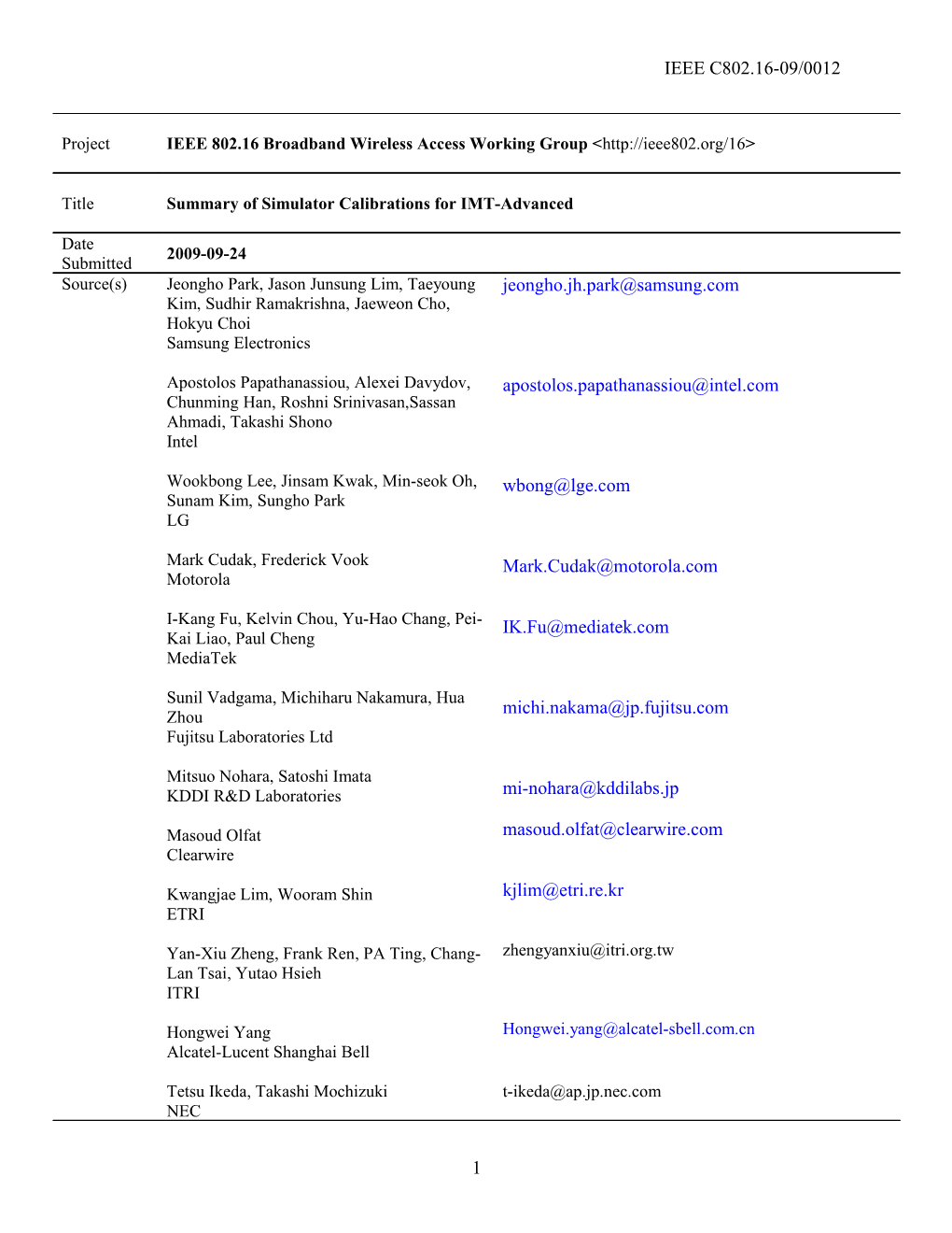 Summary of Simulator Calibrations for IMT-Advanced