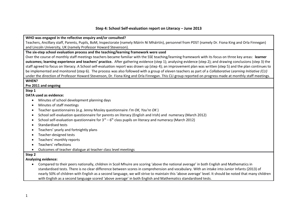 Step 5 - SCHOOL IMPROVEMENT PLAN (SIP) 2012 2015