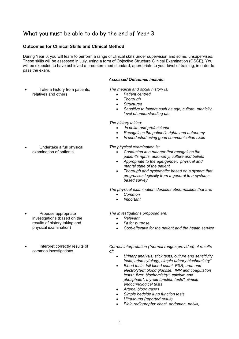 Learning Outcomes for the Medical Undergraduate in Scotland