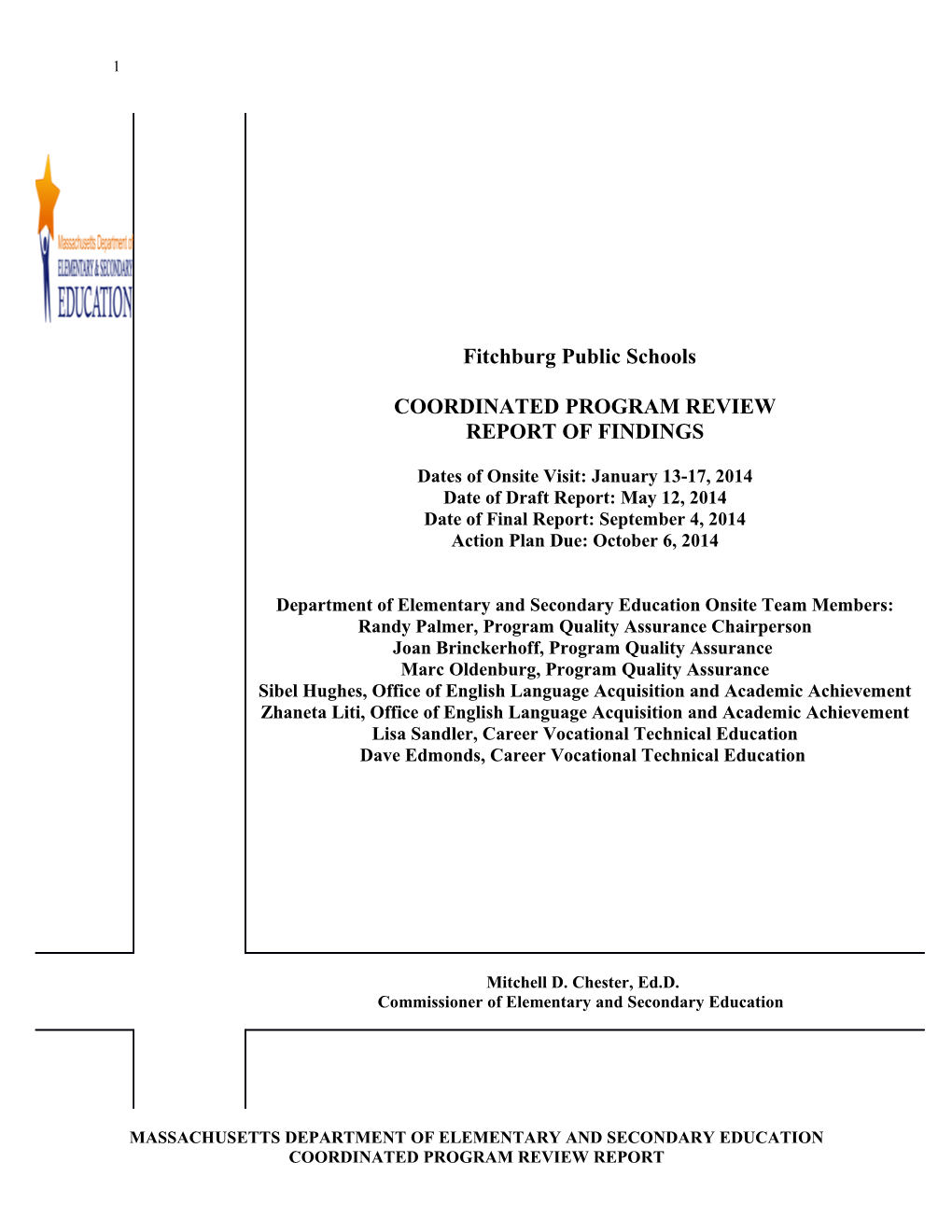 Fitchburg Public Schools CPR Final Report 2014