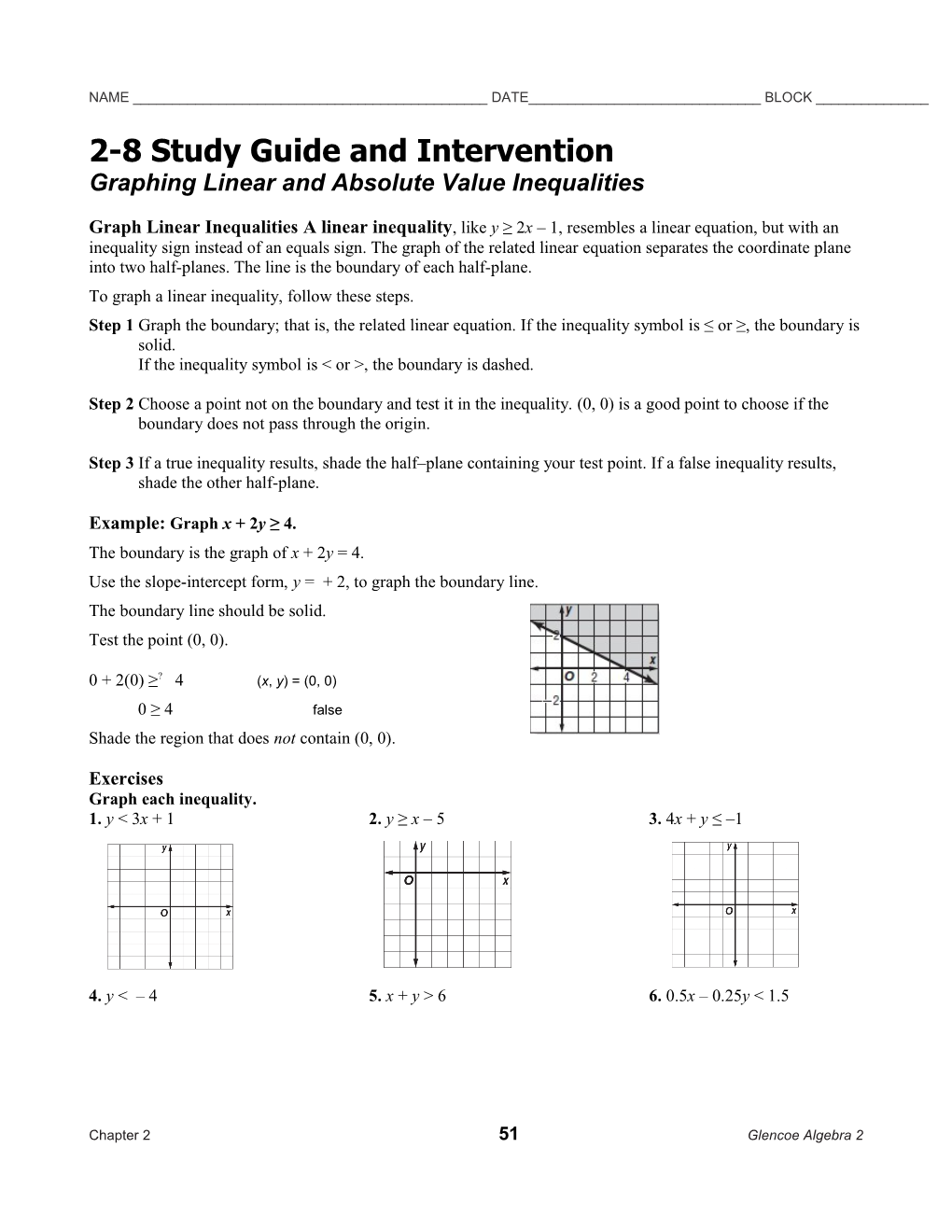 2-8 Study Guide and Intervention