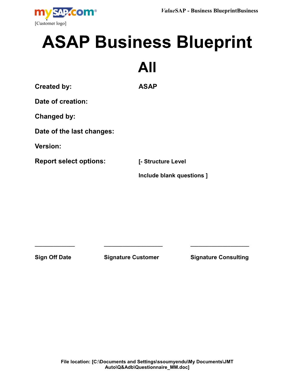ASAP Business Blueprint