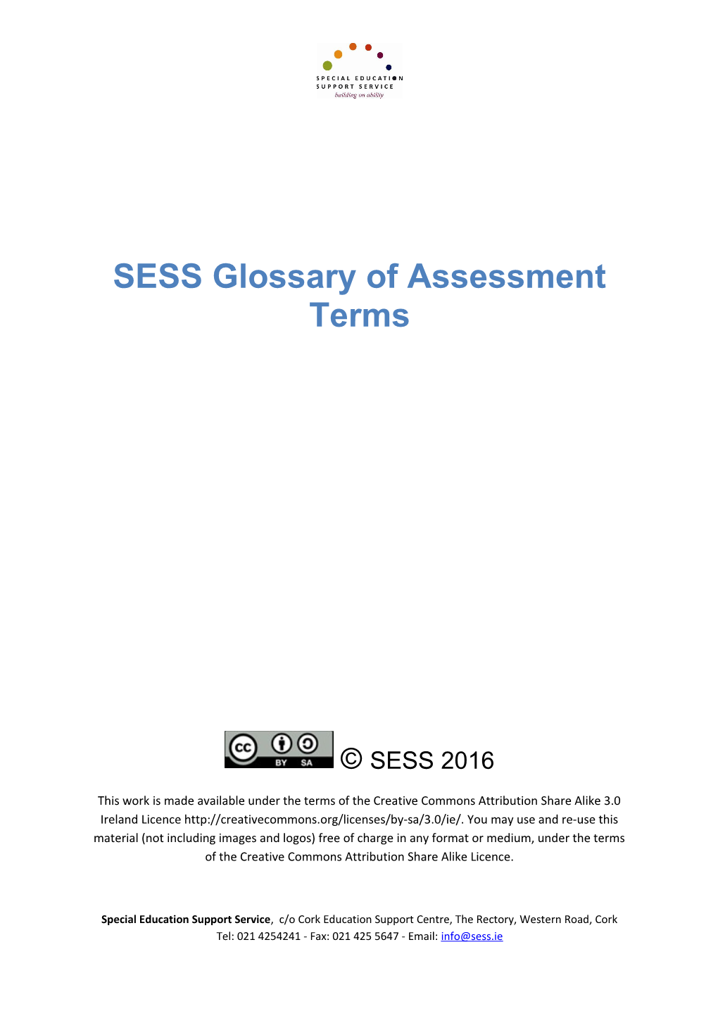 SESS Glossary of Assessment Terms