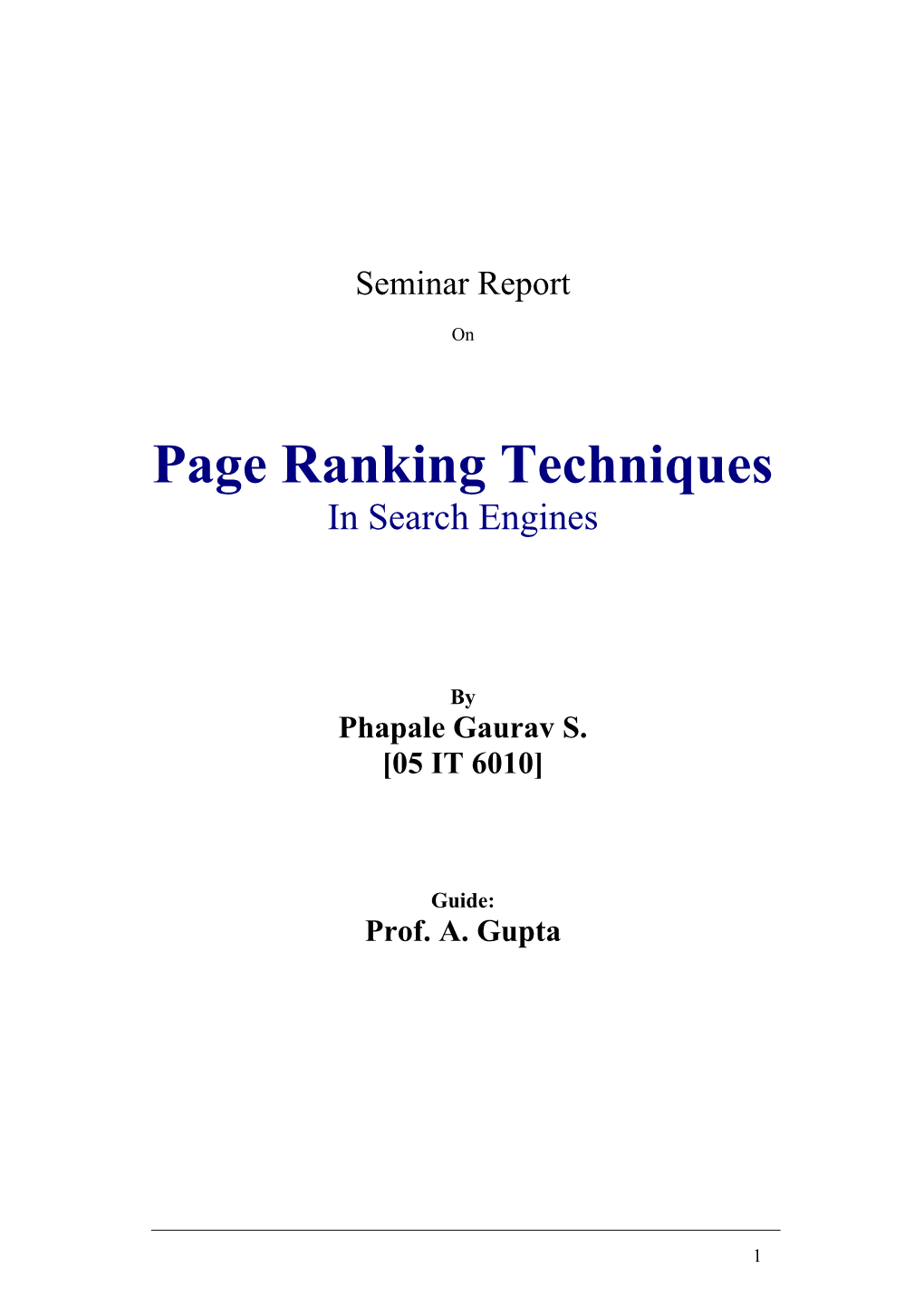 Page Ranking Techniques
