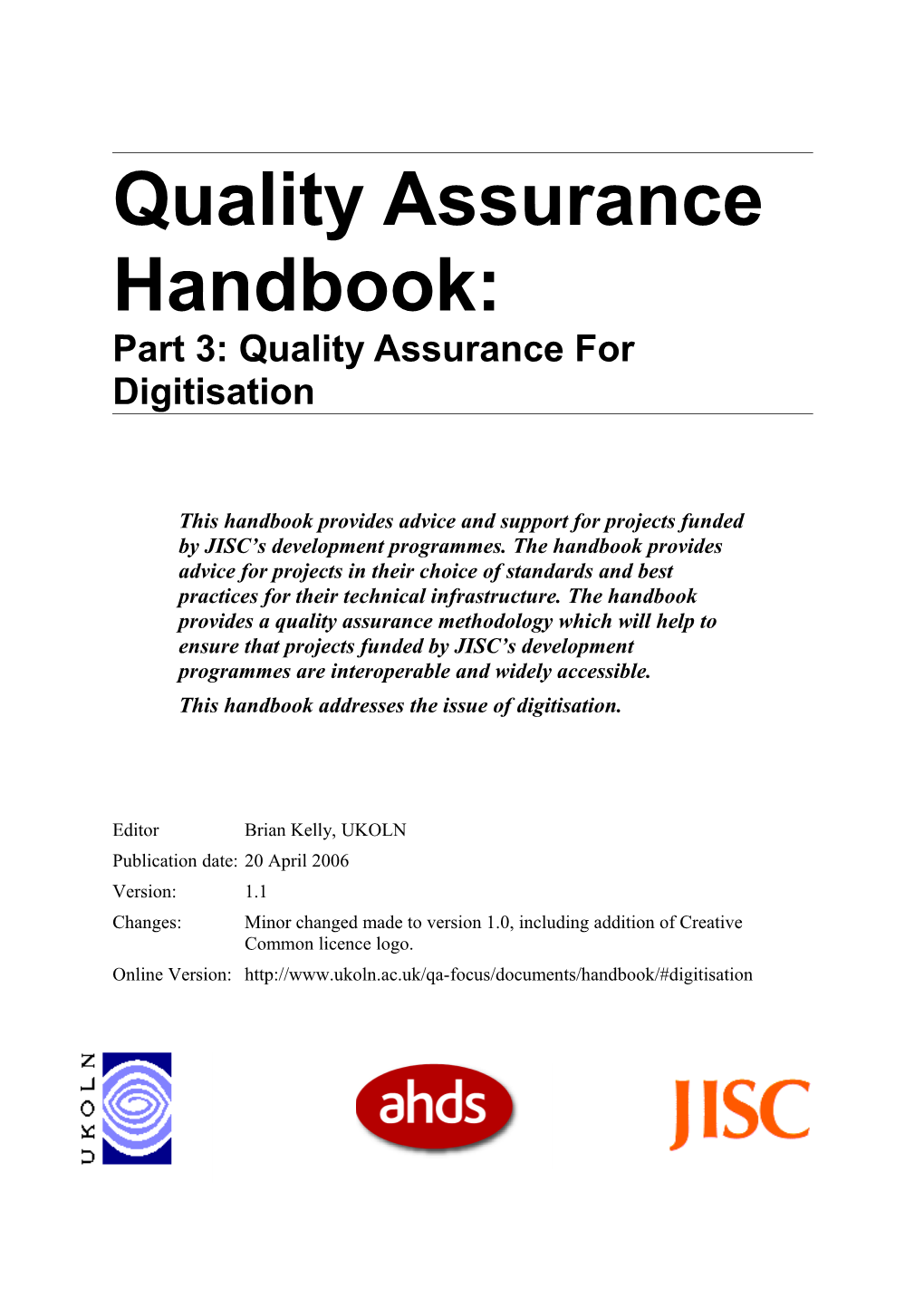 Quality Assurance Handbook: About Quality Assurance