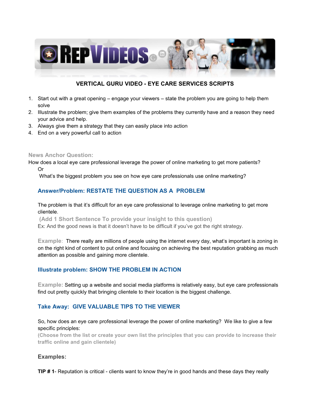 Vertical Guru Video - Eye Care Services Scripts