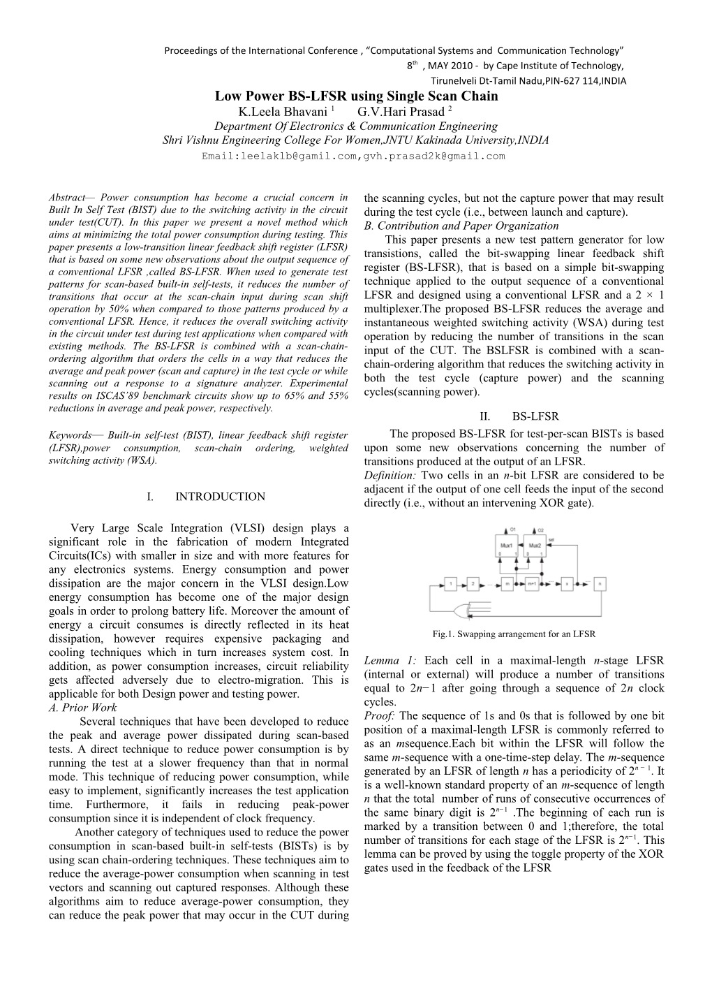 Proceedings of the International Conference , Computational Systems and Communication Technology