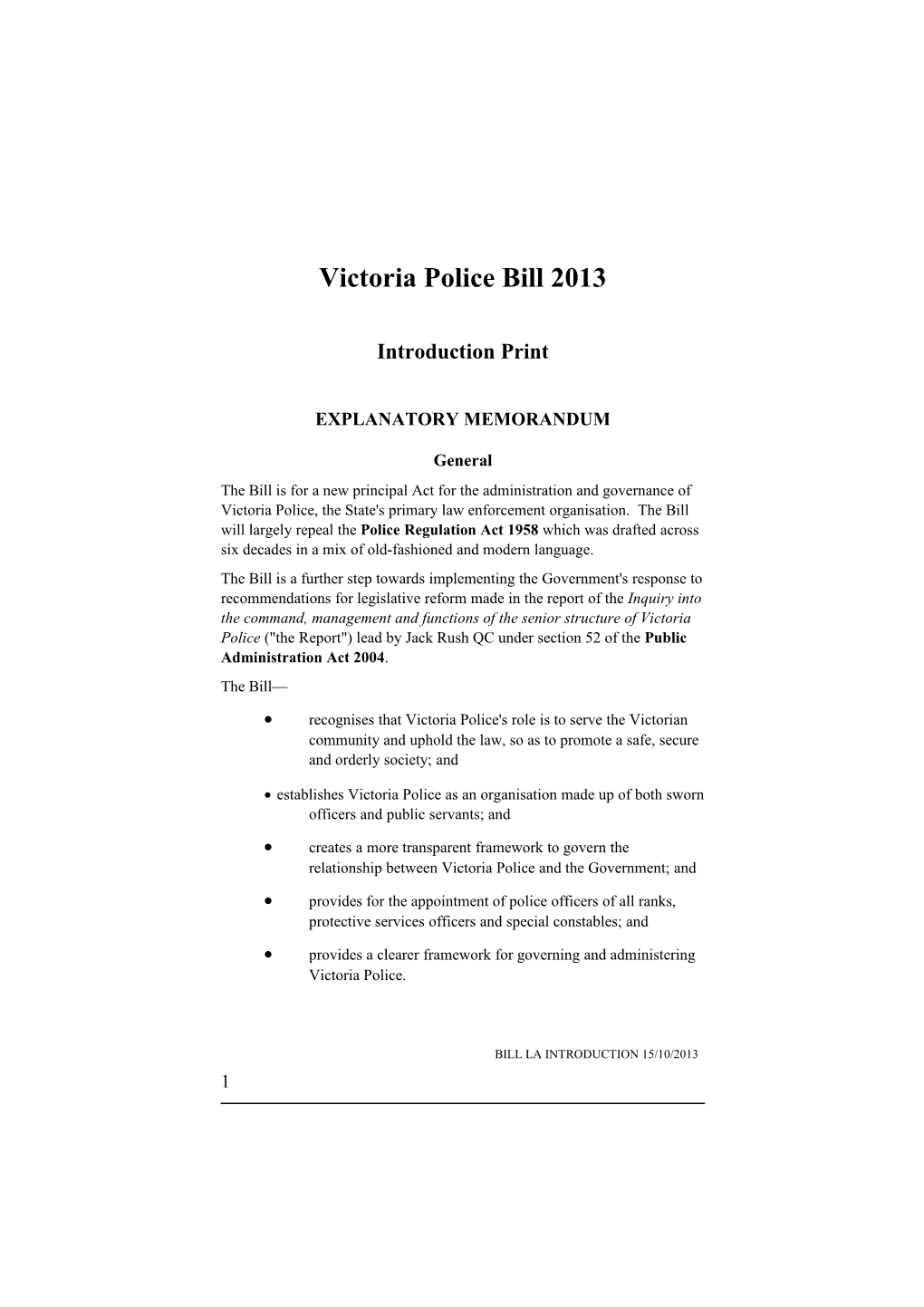 Victoria Police Bill 2013