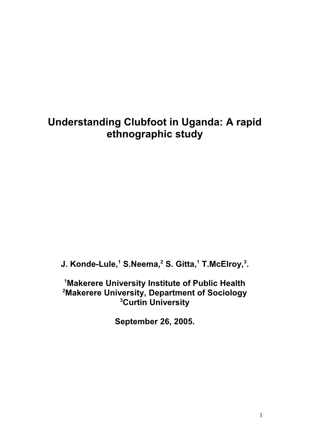 Understanding Clubfoot in Uganda: a Rapid Ethnographic Study
