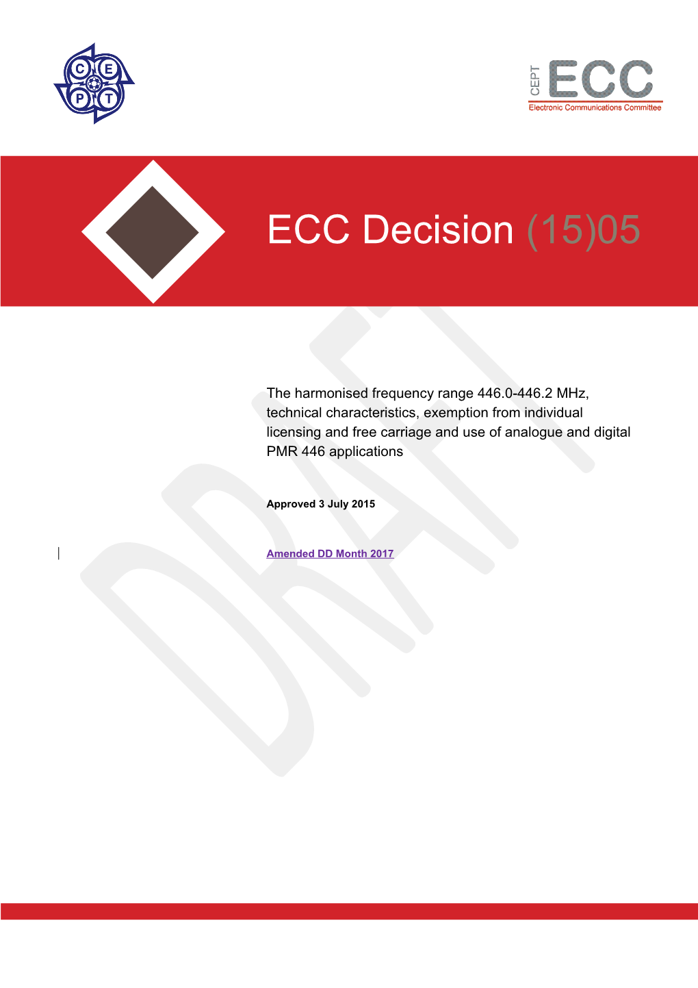 ECC Decision on PMR 446