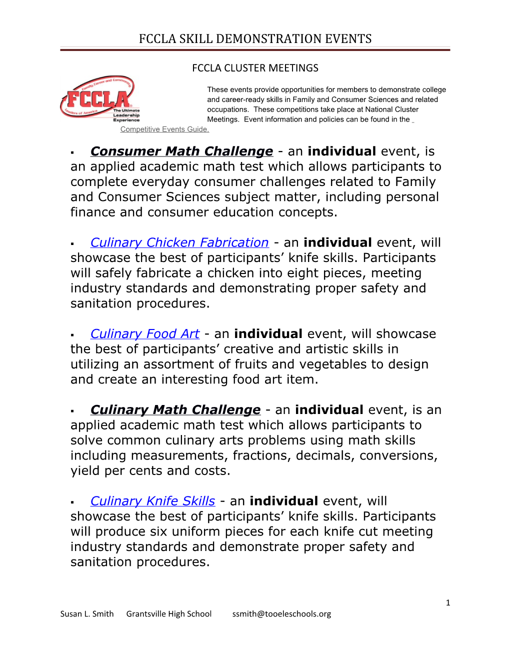Fccla Skill Demonstration Events