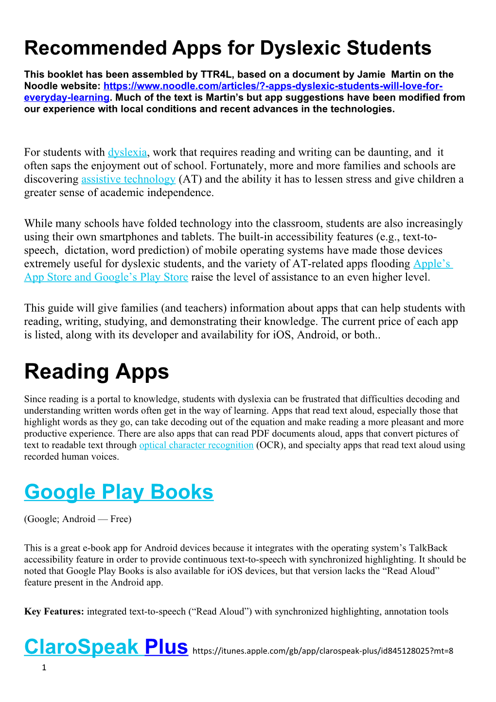 Recommended Apps for Dyslexic Students