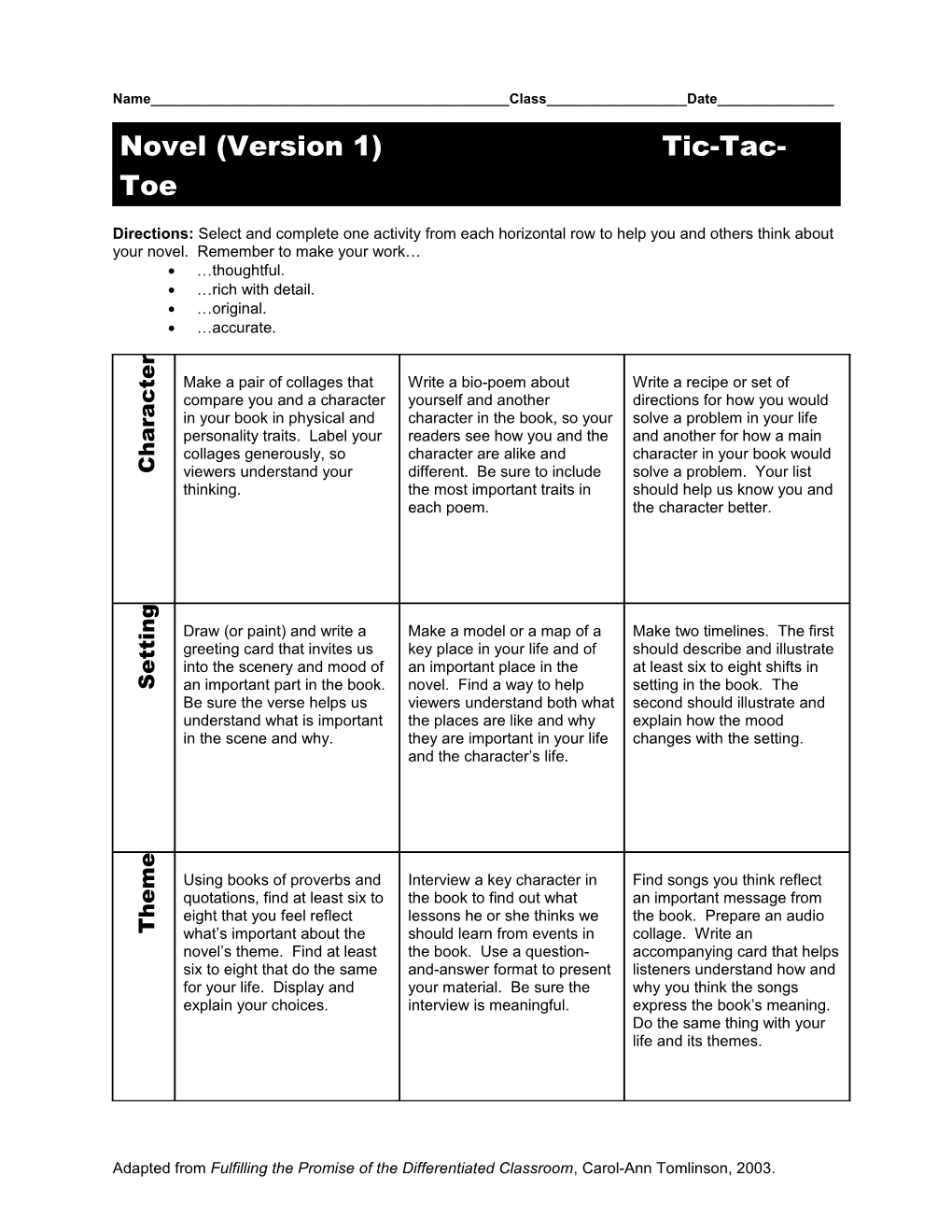 Novel (Version 1) Tic-Tac-Toe