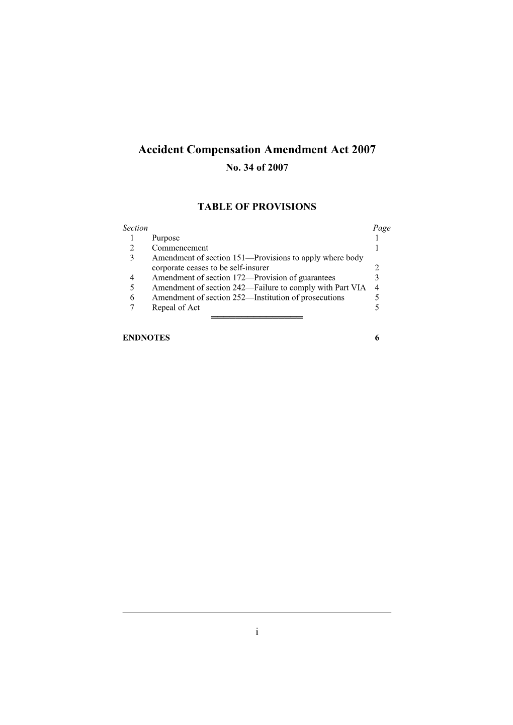 Accident Compensation Amendment Act 2007