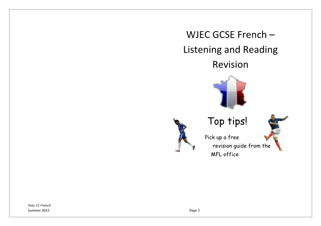 WJEC GCSE French Listening and Reading Revision